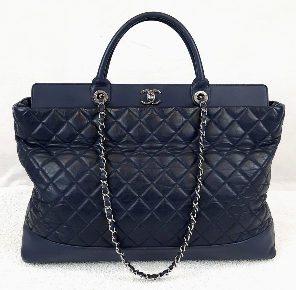 Lot 96 - A Blue Chanel Grand XL Shopping Tote Bag